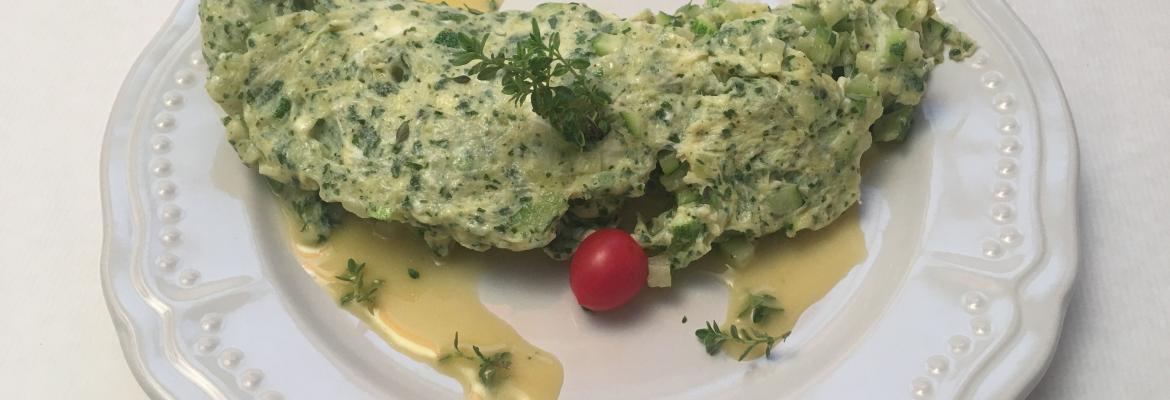 Scrambled eggs with herbs zucchini