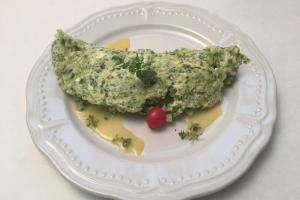 Scrambled eggs with herbs zucchini